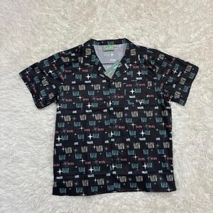 NWT Atomic Tiki Retro 60s Beach Summer black retro style button up shirt